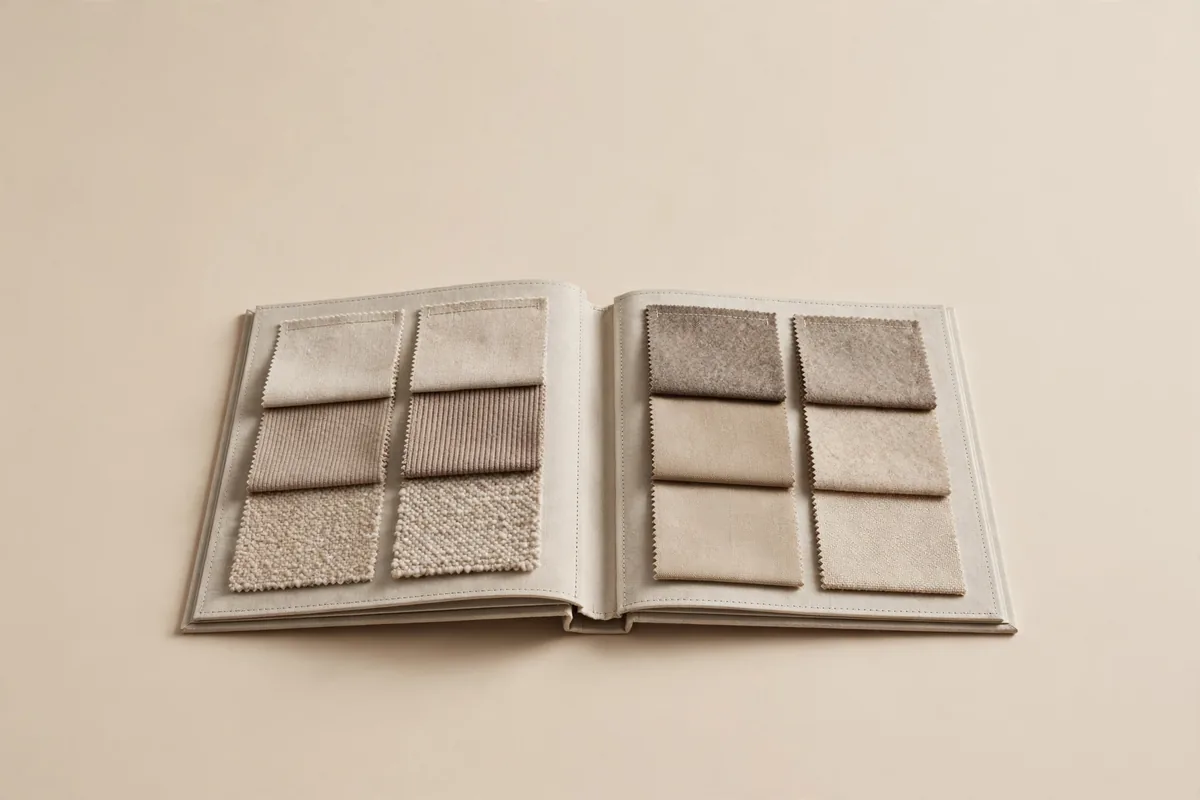 An open fabric swatch book